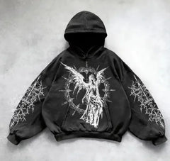 Hooded Printed Hip Hop Y2G Streetwear Sweatshirt